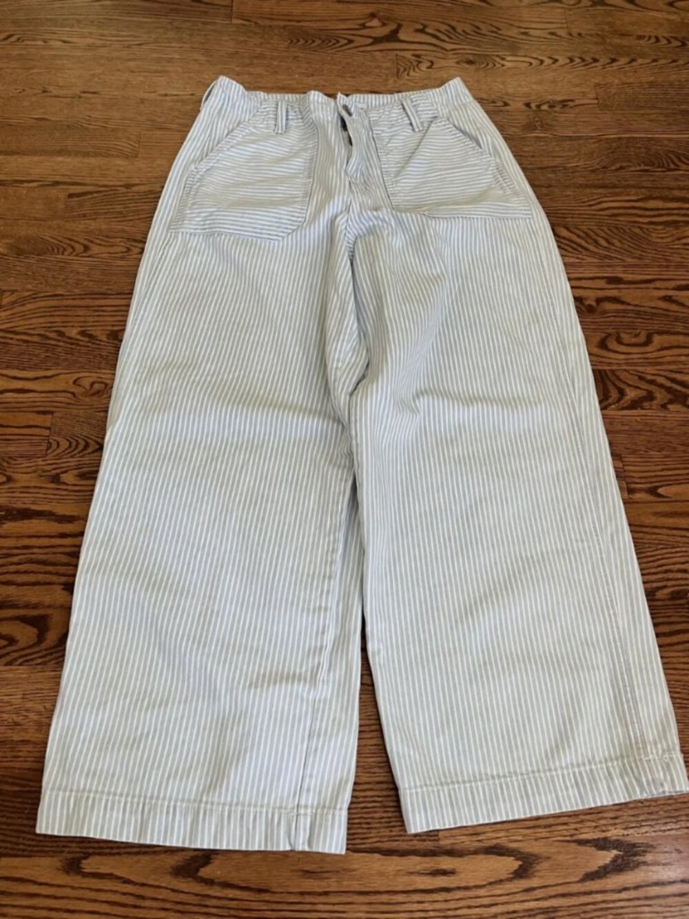 Old Navy High-Waisted Baggy Wide-Leg Jeans Railroad Pin Stripe Sz 12 100% Cotton